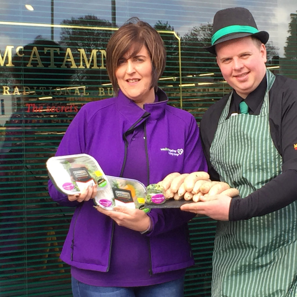 Sonya McAllister, founder We Slim Together and Matthew Shepherd, Manager, McAtamneys Traditional Butchers 