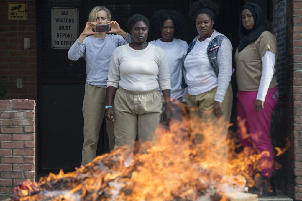 Taylor Schilling, Vicky Jeudy, Adrienne C. Moore, Danielle Brooks, and Amanda Stephen in Orange Is the New Black 