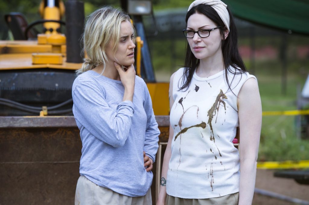 Taylor Schilling and Laura Prepon as Piper Chapman and Alex Vause in Orange Is The New Black