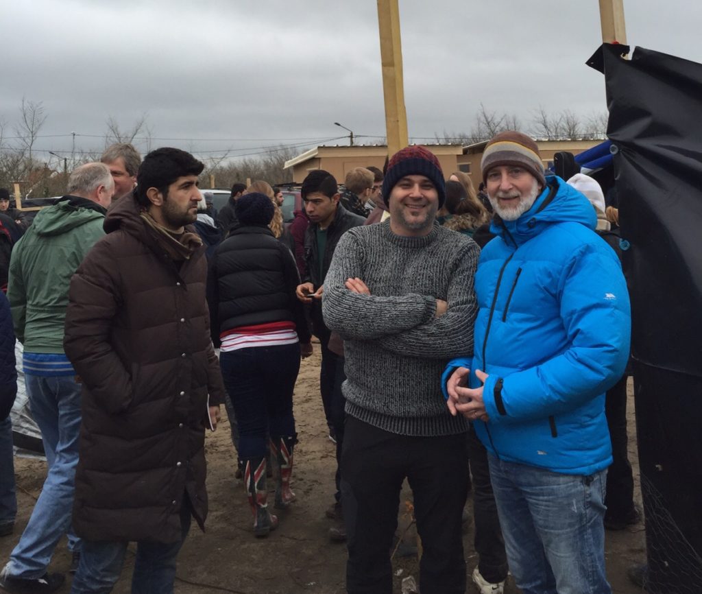 Ben Rayot (grey jumper) in the Calais jungle