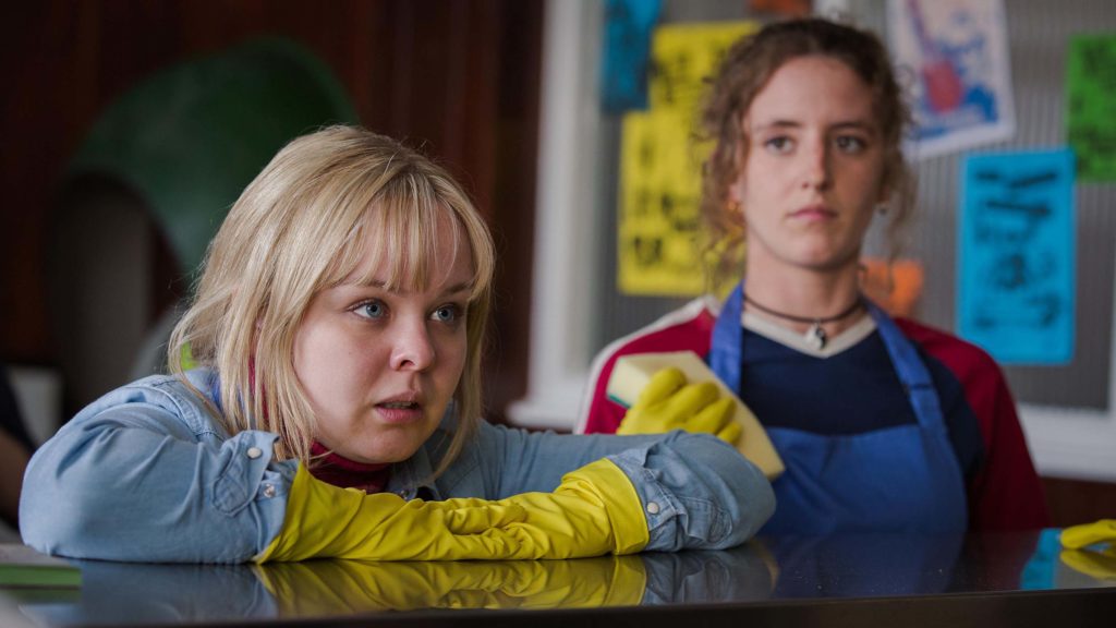 l-r:  Clare Devlin (Nicola Coughlan) and Orla McCool (Louisa Clare Harland)