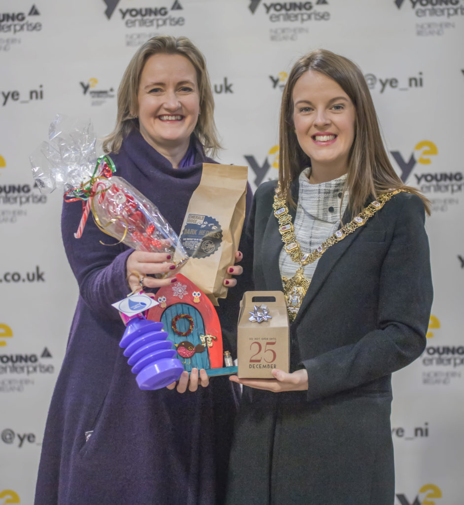 Young Enterprise CEO Carol Fitzsimons and Lord Mayor Nuala McAllister Pic: Debbie Deboo Photography